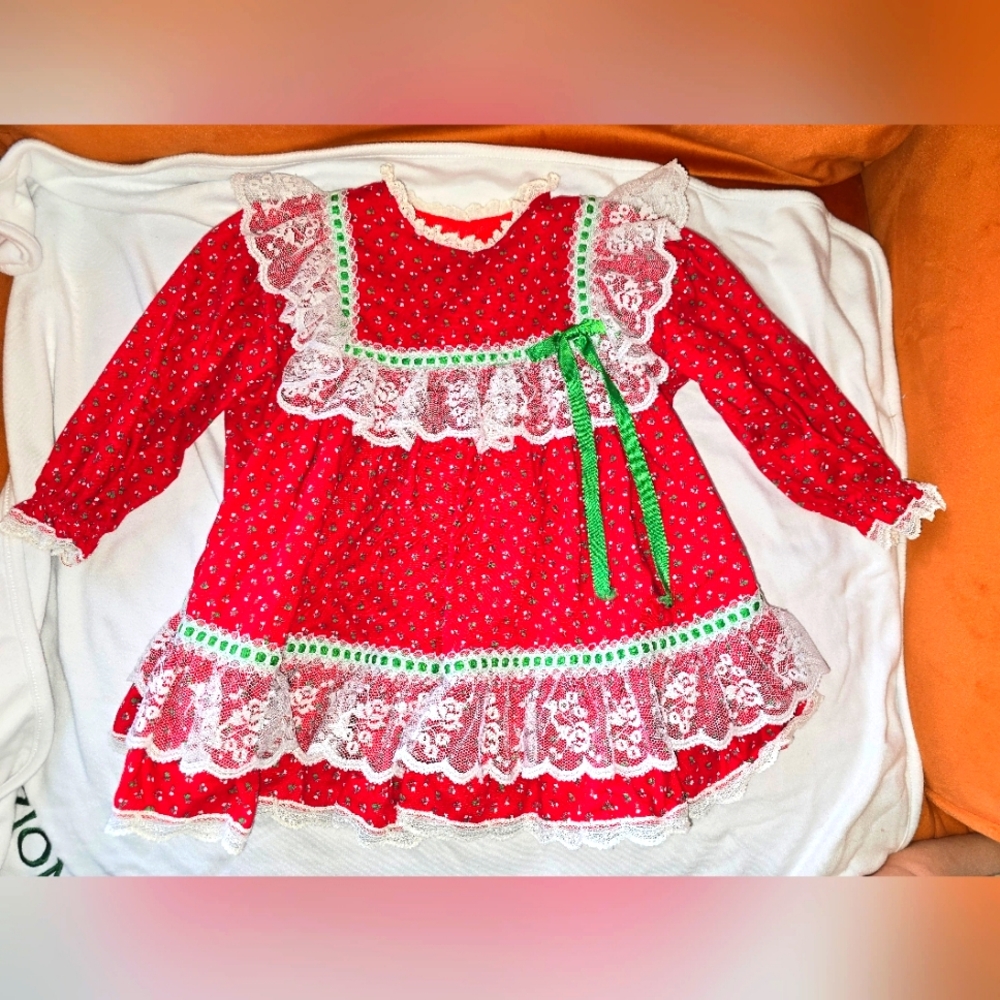 Vintage Bryan Holiday Christmas Dress with Janie and Jack Diaper Cover